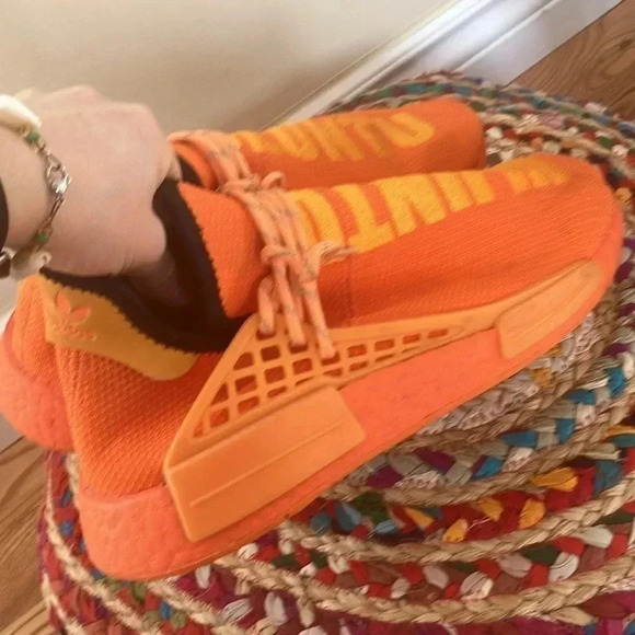 Adidas Pharrell Ubuntu NMD Hu  Bright Orange Sneakers - Picture 3 of 7